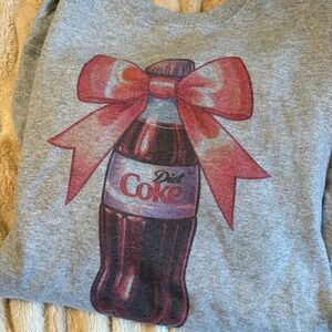 Coca Cola Gray Hoodie with Pink Bow and Bottle Design